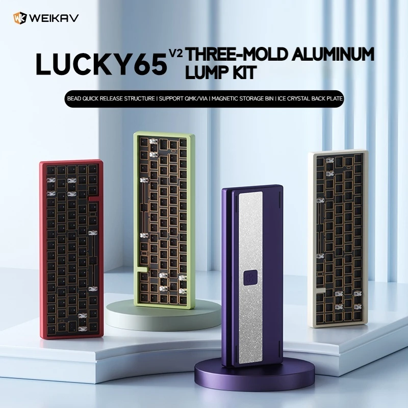 Weikav Lucky 65v2 keys Three Mode Mechanical Keyboard Aluminum Alloy Rgb Hot Swappable Custom Gaming Keyboard Computer Accessory