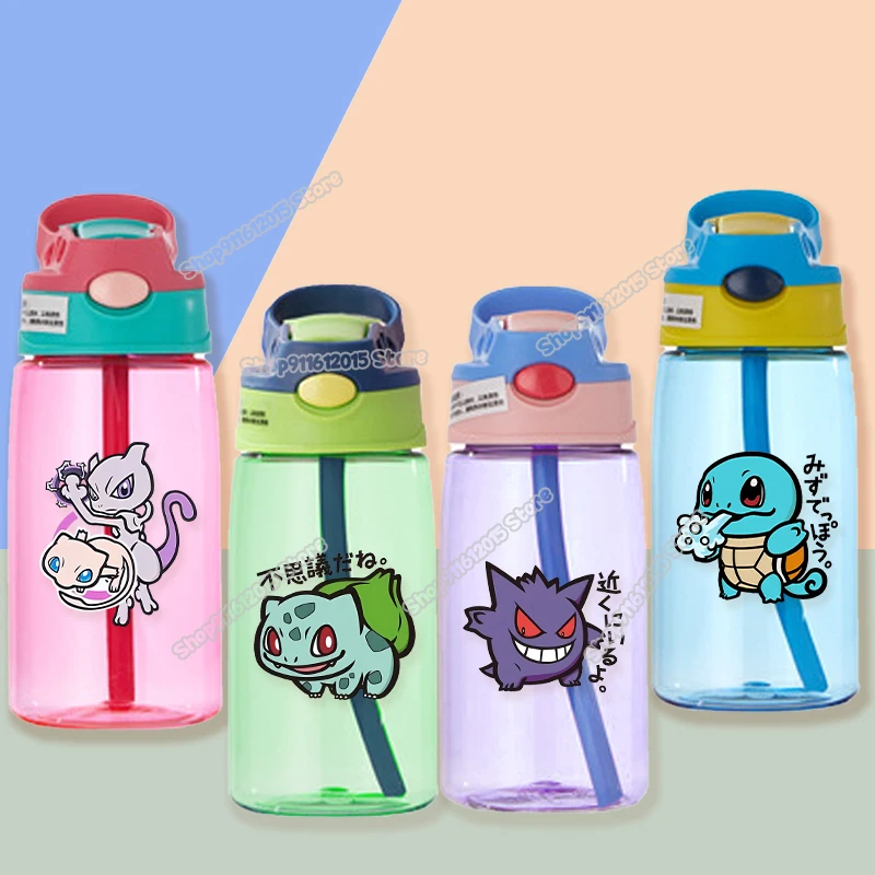 

480ml Pokemons Kids Sport Water Bottle Anime Pikchu Portable Water Straw Cup for Boy Girl Outdoor Leak Proof Drinking Bottle
