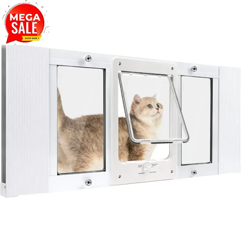 Hot-sellingFull-Size Window Pet Door for Cats & Small Dogs, Fits 36-40 Inch Windows, Quick-Fit Insert with Magnetic Closure