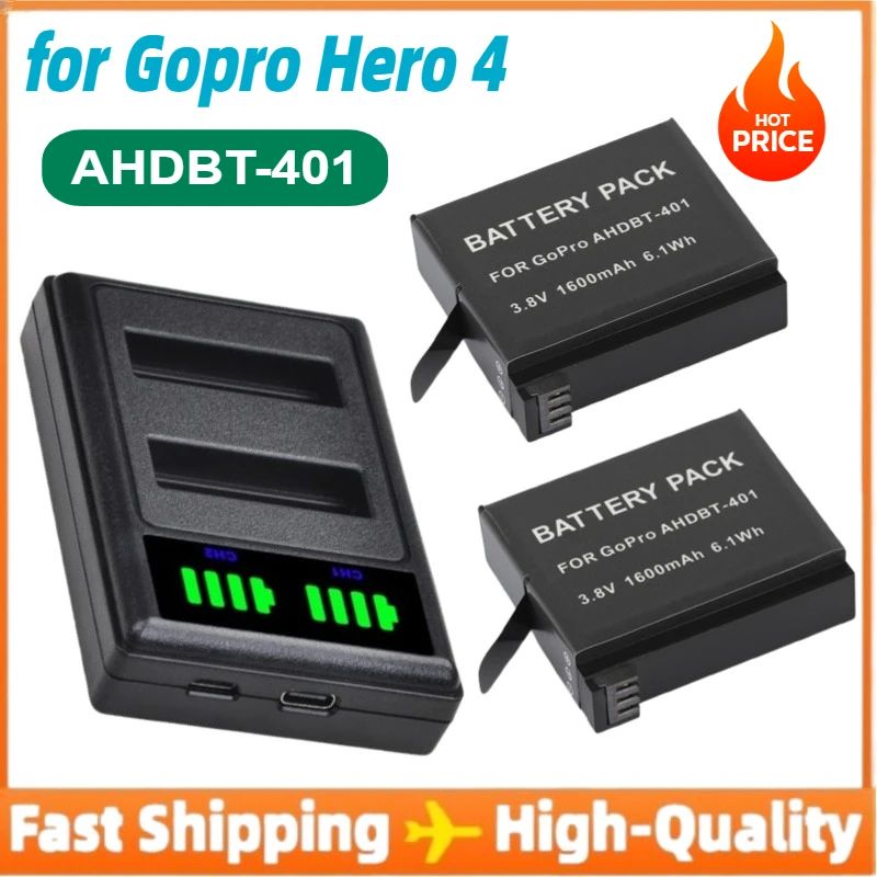 

AHDBT-401 Battery for Gopro Hero 4 , Dual Charger for Go Pro Hero4 Action Camera Accessory