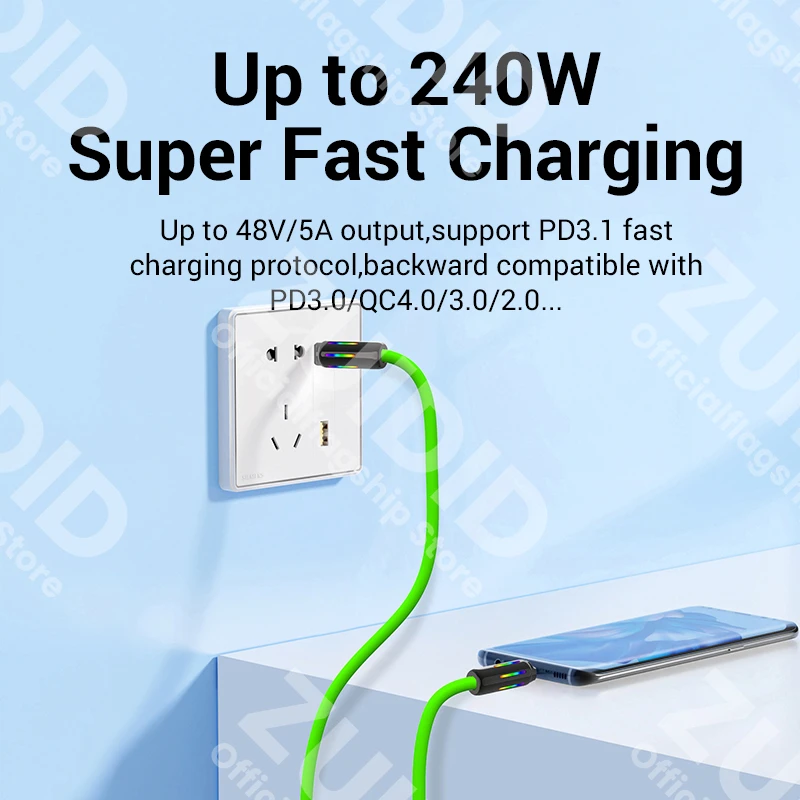 240W USB C To Type C Fast Charging Cable PD3.1 Liquid Silicone USB Type C Data Cord For IPhone 16 15 MacBook iPad Samsung Xiaomi