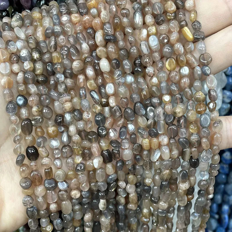 3-5MM Irregular Natural Stone Black Sunstone Loose Spacer Beads For Jewelry Making Charm DIY Bracelet Necklace Accessories