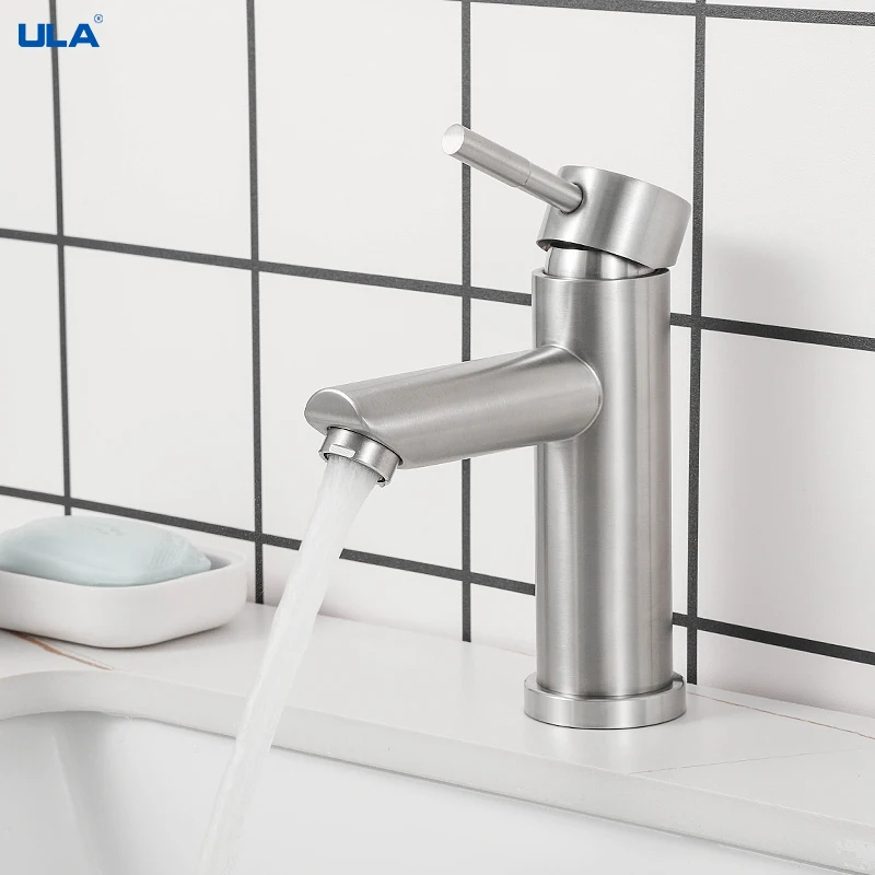 ULA Brushed Basin Faucet Bathroom Sink Faucet Hot Cold Water Sink Mixer Tap Bathroom Crane Washbasin Tap Black Gold Tap