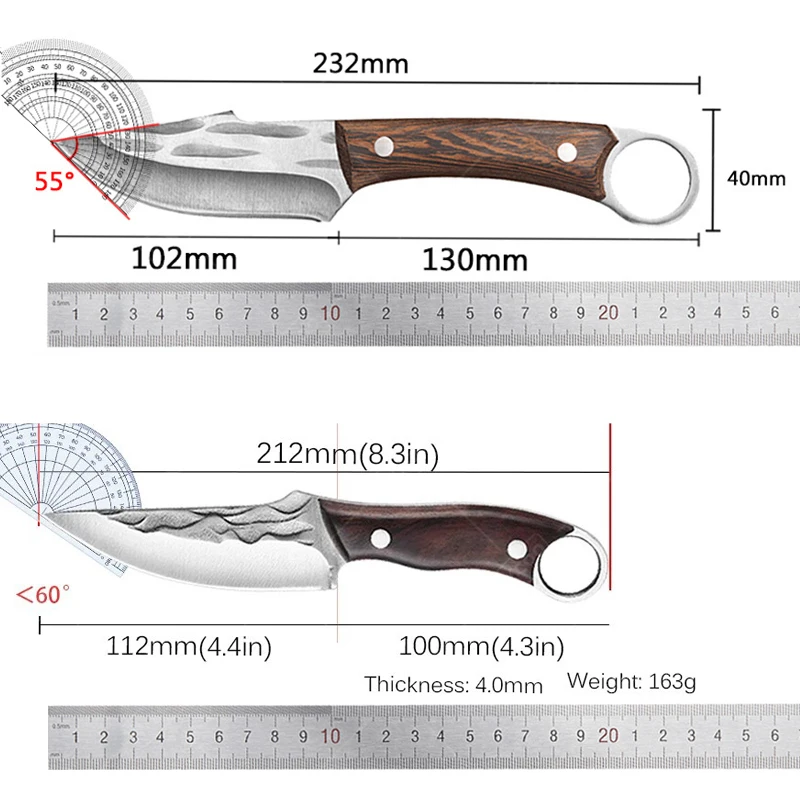 Kitchen Knife Boning Knife Meat Cleaver Stainless Steel Handmade Forged Chef\'s Knife Butcher Knife for Household  Wooden Handle
