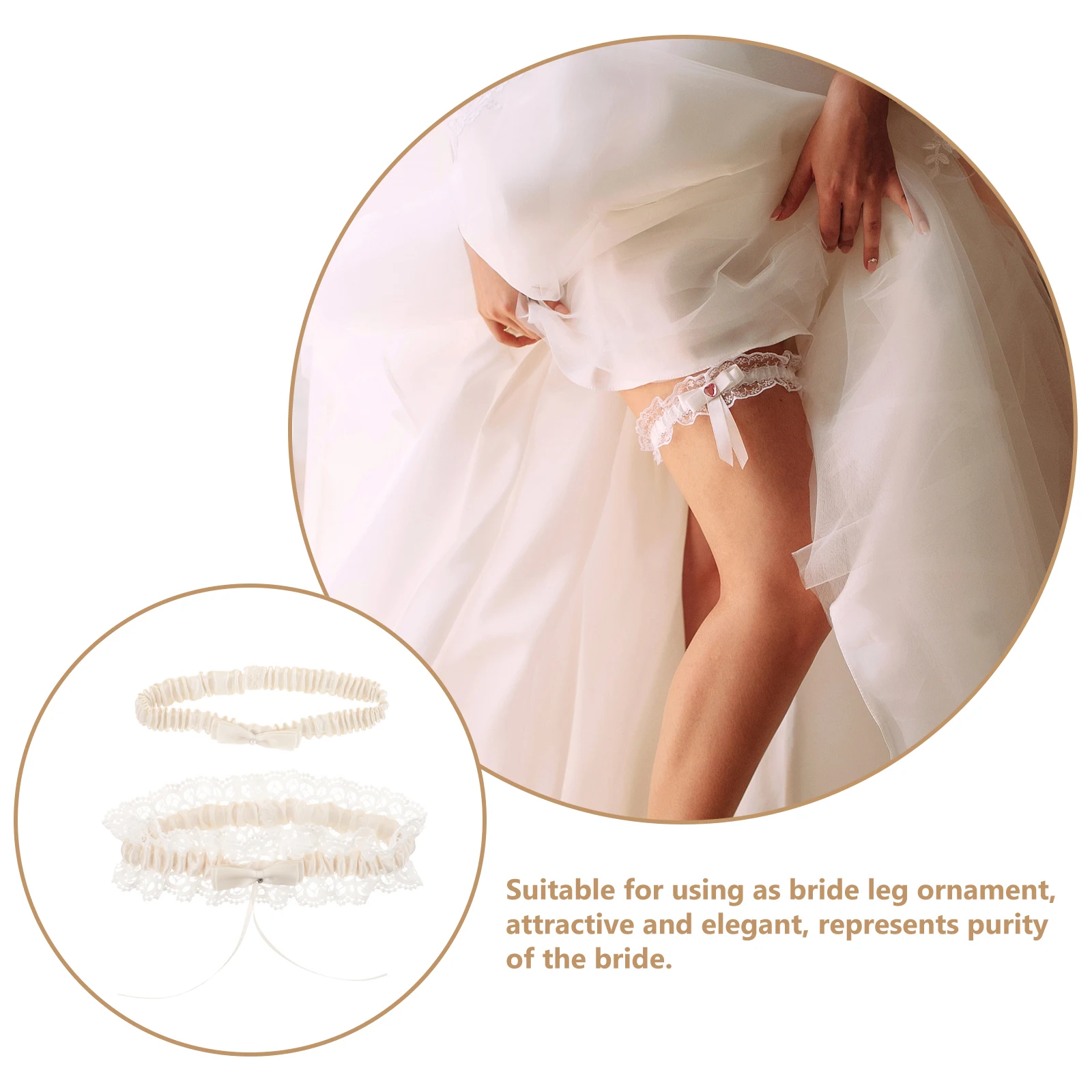 

2Pcs White Set Bridal Garter Lace Bow Accessories for Wedding Dress Bride Leg Decoration Elegant Purity Women Jewelry