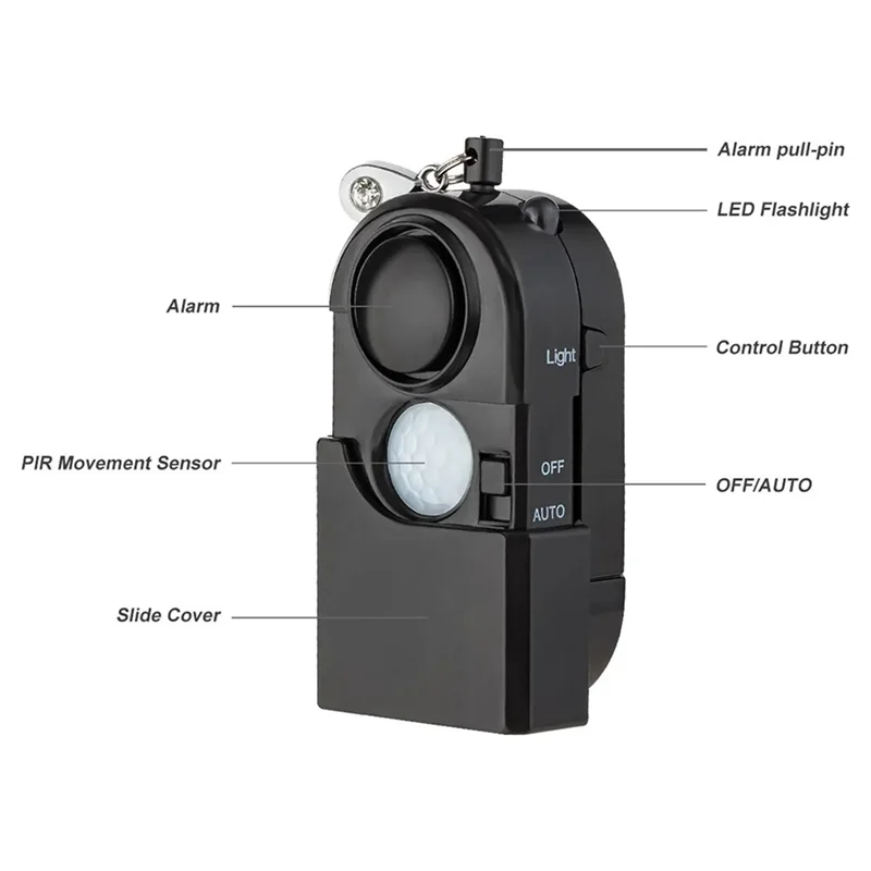 -MEOF 4Pcs Portable Mini Motion Detector Alarm 120DB Siren SOS LED Light Security For Travel Home Kids Safe Personal Alarm