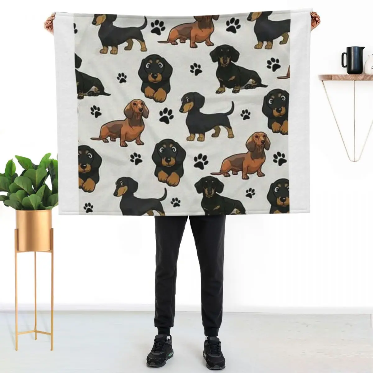 Dachshund Dog cartoons cute Throw Blanket Cozy Home Blanket Gift for Christmas Holiday