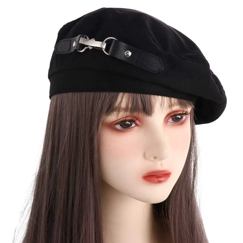 

Simple Warm British Style Autumn Winter Metal Buckle Painter Hat Women Octagonal Cap Korean Style Hat Retro Beret