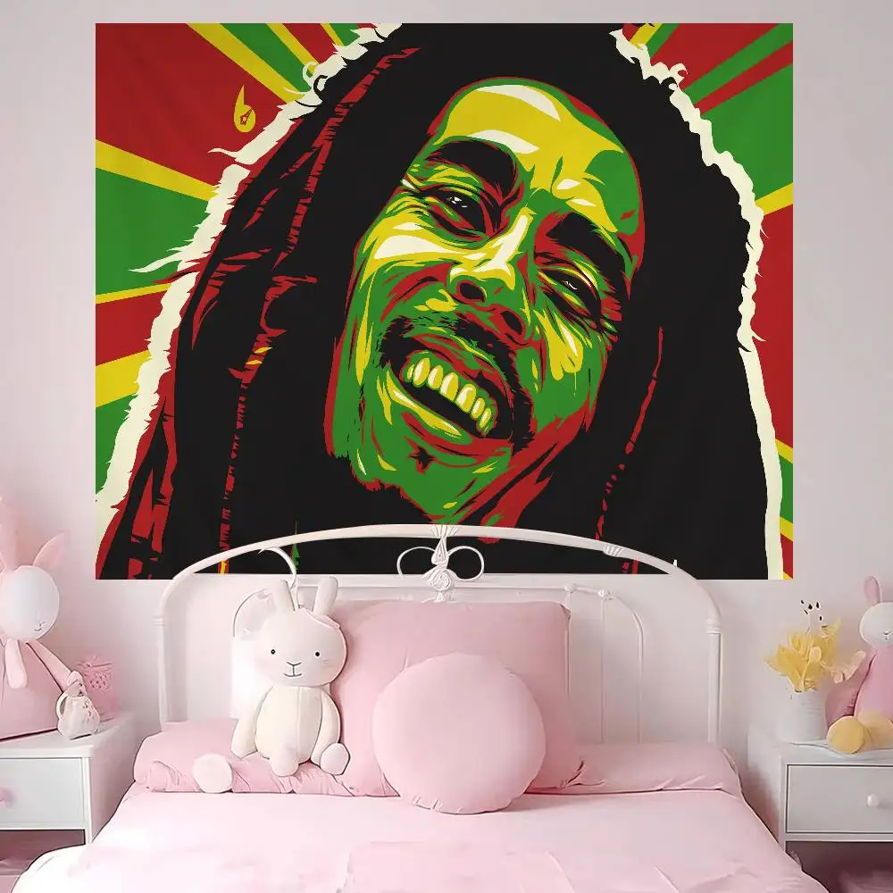 Bob Marley Reggae Music Cartoon Tapestry Art Science Fiction Room Home Decor Wall Hanging Sheets