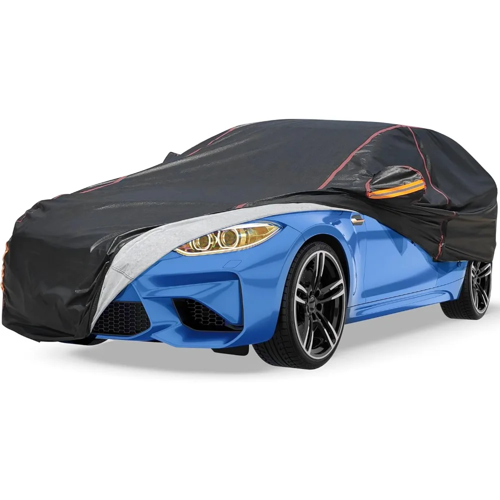 

Car Cover Waterproof All Weather, 6 Layers XXL Full Exterior Covers with Zipper Cotton, Mirror Pocket. Outdoor Car Cover UV Snow
