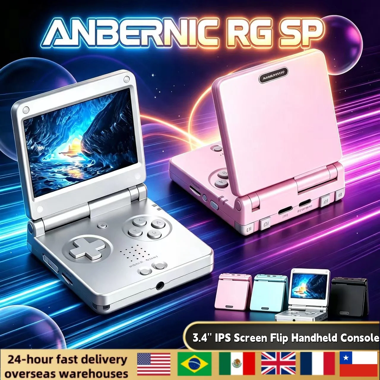 Anbernic RGSP Flip Retro Handheld Game Console Linux 64-bit 3300mAh Portable Gaming Player Support Wifi RixelHK Streaming RG SP
