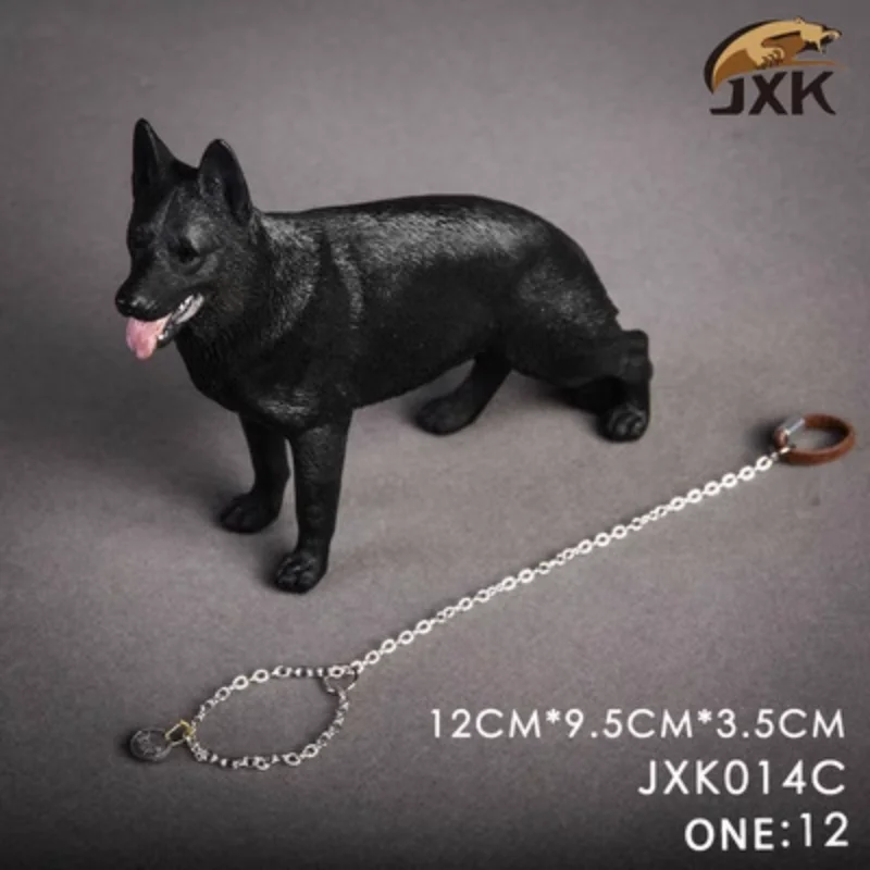 JXK 1/12 Schaal Gesimuleerde Hars Duitse Herder Model Politiehond Desktop Ornament Accessoire Poppen Diermodel Speelgoed