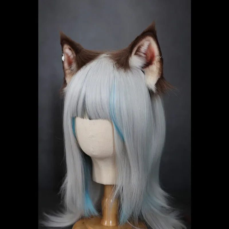 

Обруч для волос ручной работы с кошачьими ушками, маленький рысь, черно-коричневые уши, повязка на голову, головные уборы для игровой вечеринки, Рождественский косплей