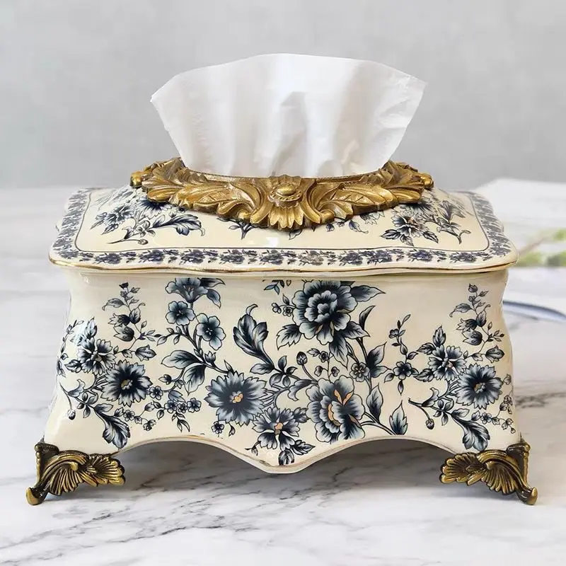 Ceramic tissue box Rectangular pumping carton Craft decoration collection