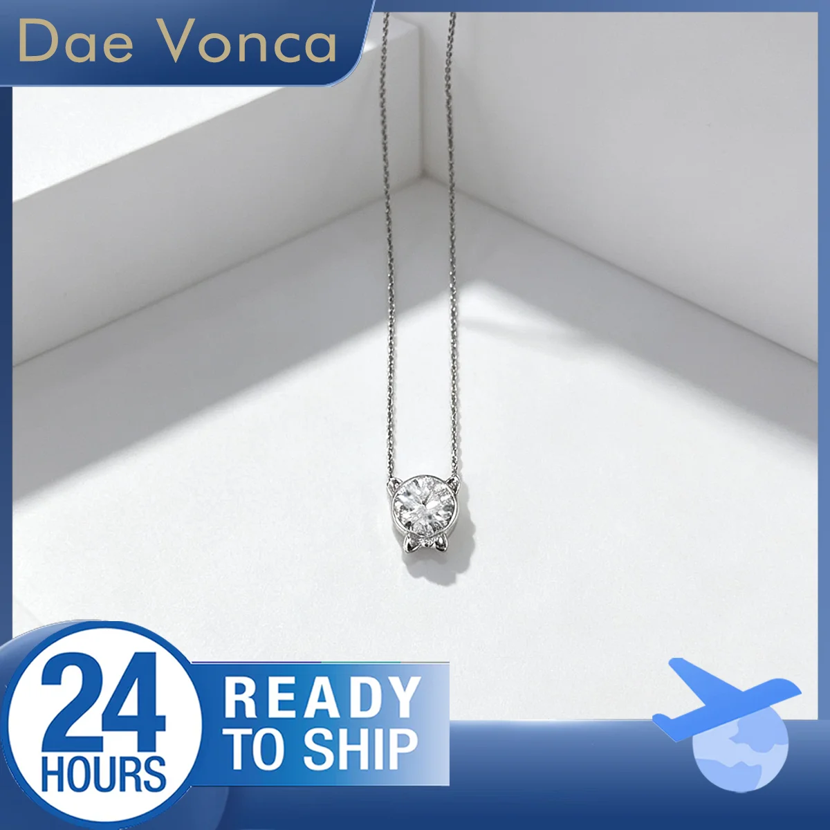 

Cat Shaped Lab Diamond Necklace Brilliant Round Cut Lab Created Diamond Necklace 18K White Gold Diamond Pendant Necklace