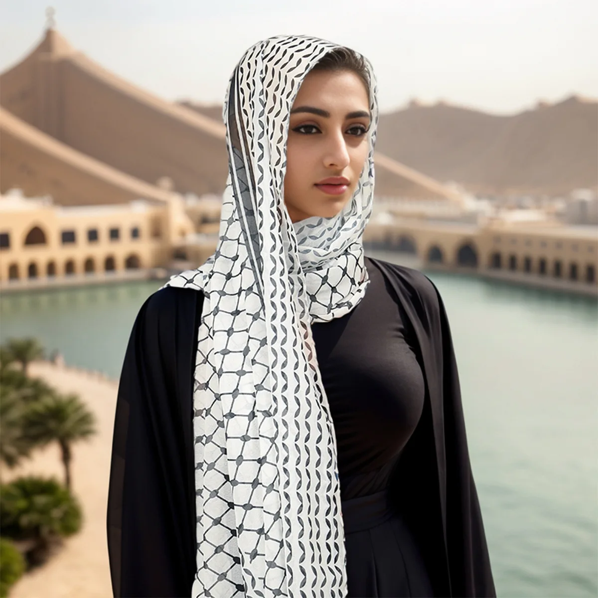 Print Dubai Chiffon Keffiyeh Abaya Damen Islam Hijab Women Hijabs Femme Turban Saudi Dubai Headscarfs