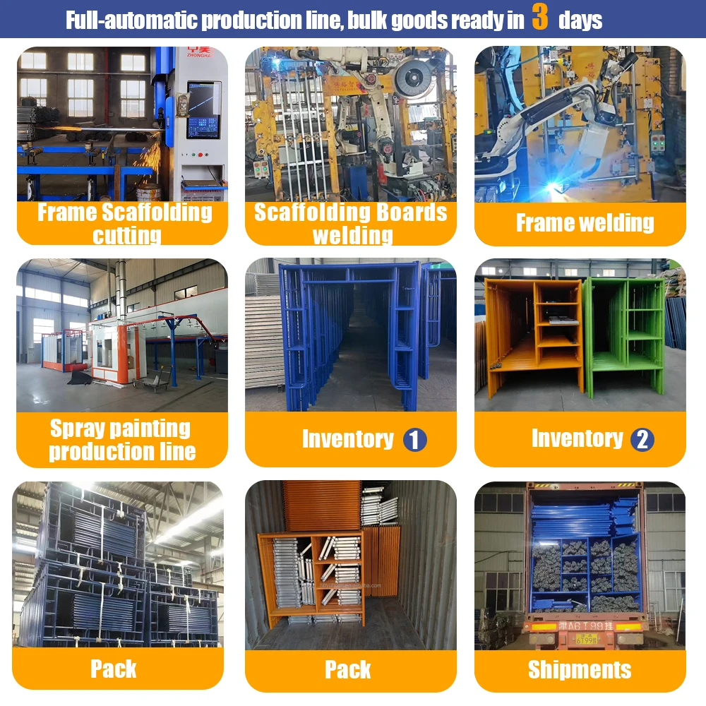 นั่งร้านเหล็กชุบสังกะสีคุณภาพสูงมาตรฐานร่วมสมัยสำหรับใช้งานภายในและภายนอกอาคาร