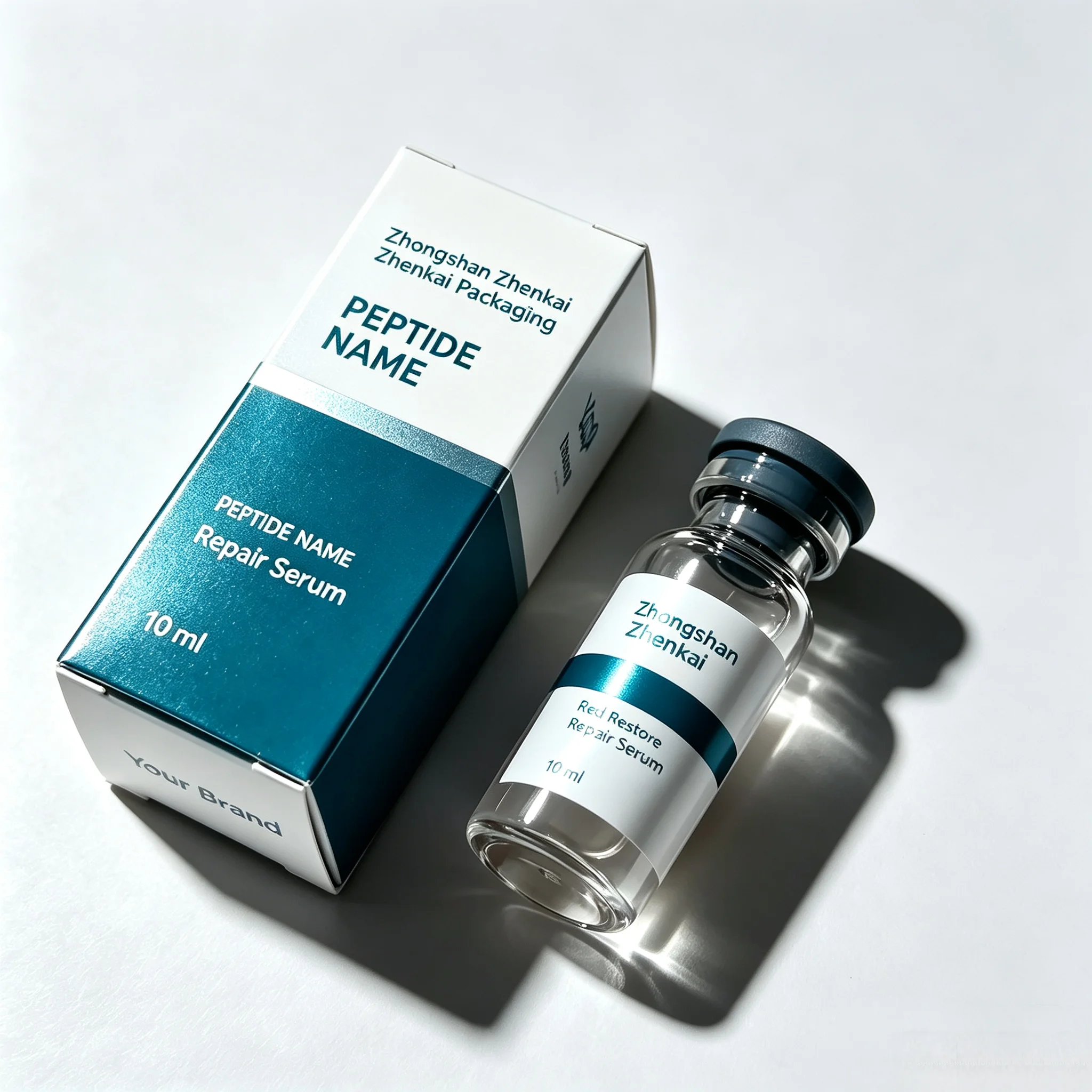 Custom Full Packaging Kit Self Adhesive Vinyl Stickers Color Boxes For Peptide 3ml 5ml 10ml Vials Fitness Skincare Labels