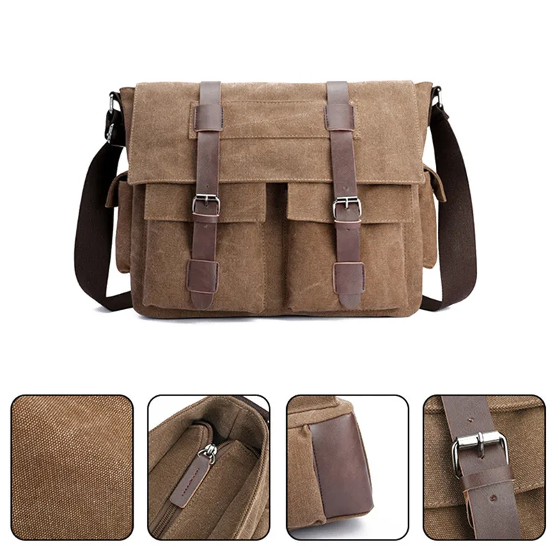 Heren Vintage Canvas Tas Heren Casual Crossbody Tas Voor Heren Messenger Bag Man Reizen Schoudertassen Bolsa Masculina Hoge Kwaliteit