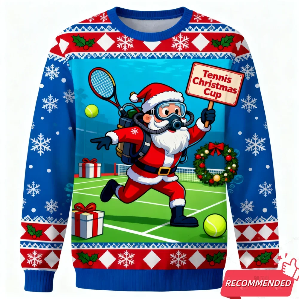 Suéter navideño feo de Papá Noel para hombre y mujer, ropa divertida, sudaderas de buzo de Papá Noel, jerséis informales, chándales