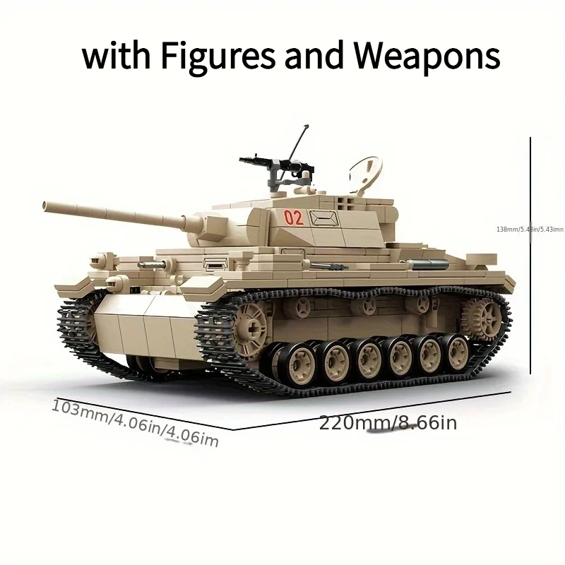 Classic 3rd Generation Tank Bricks Set, Intellectual DIY Assembled Model with Accessories,for Household Display and Present