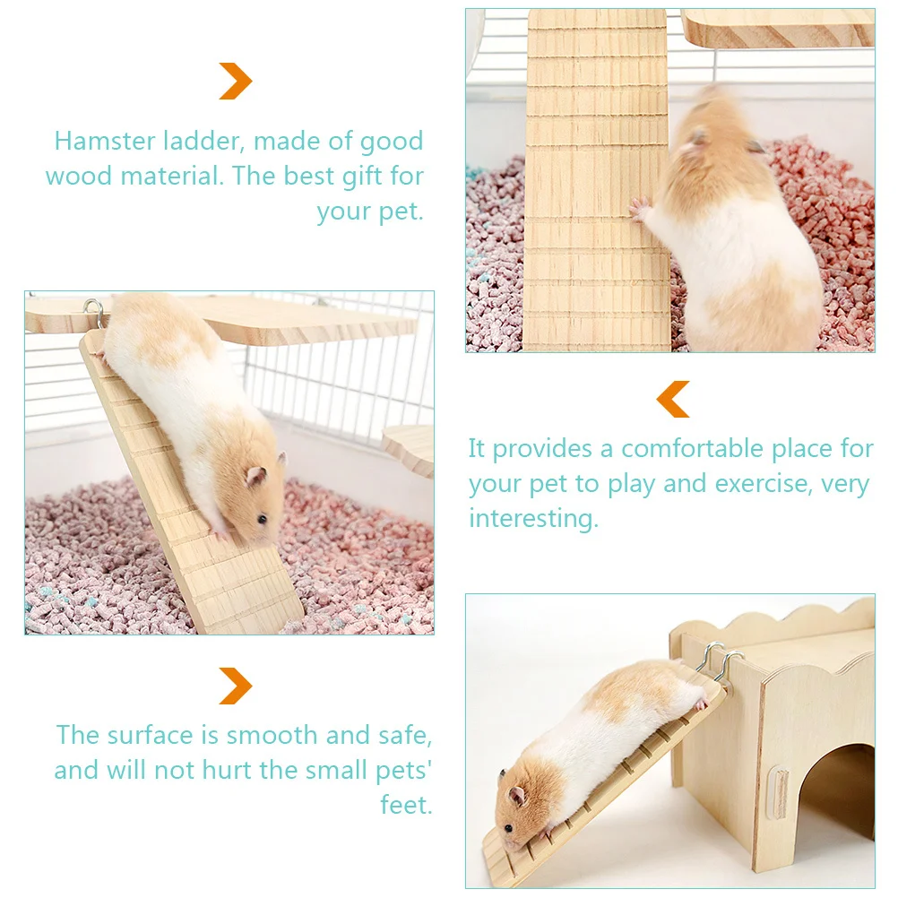 

2Pcs Hamster Wood Ladder Natural Material Small Pet Climbing Training Ladder Cage Accessories Safe Smooth Surface Exercise
