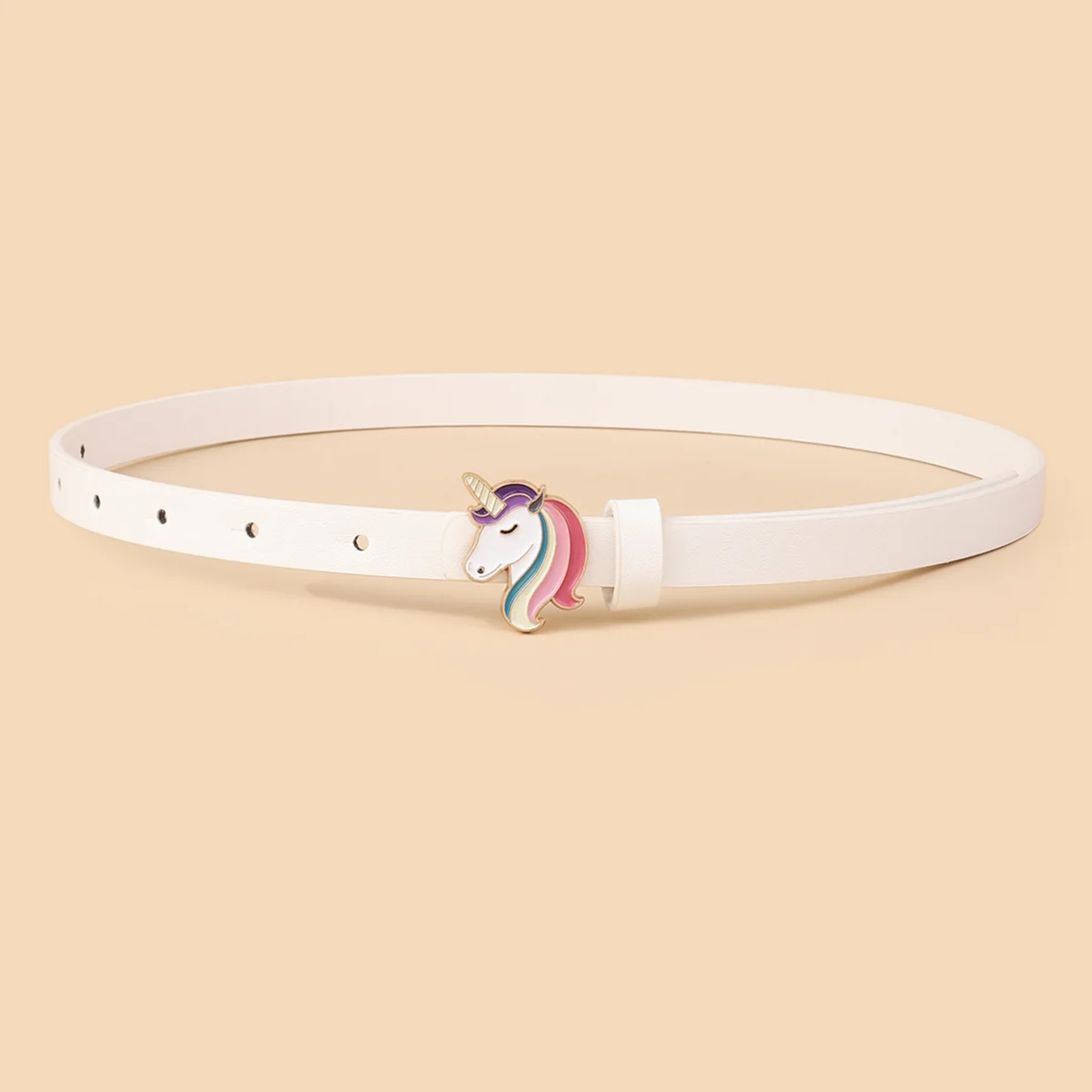 European Cute Simple Fashion Design Oil Dropping Unicorn Pony Buckle Thin Belt for Boys and Girls Universal for Kids