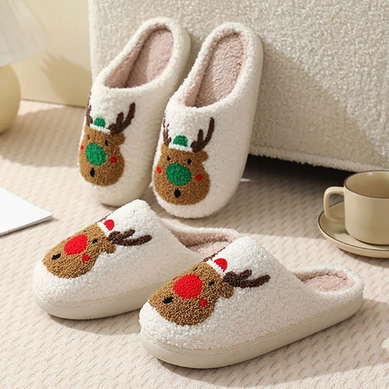 Cartoon cotton slippers winter smiley peach heart cotton slippers female indoor home rainbow plush warm slippers warm and cozy