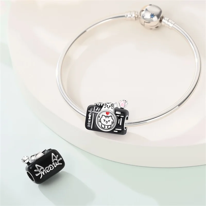 

Original 925 Sterling Silver Cat Camera Bead High Quality Fashion Fit Bracelet DIY For Women Cute Pretty Birthday Jewelry Gifts
