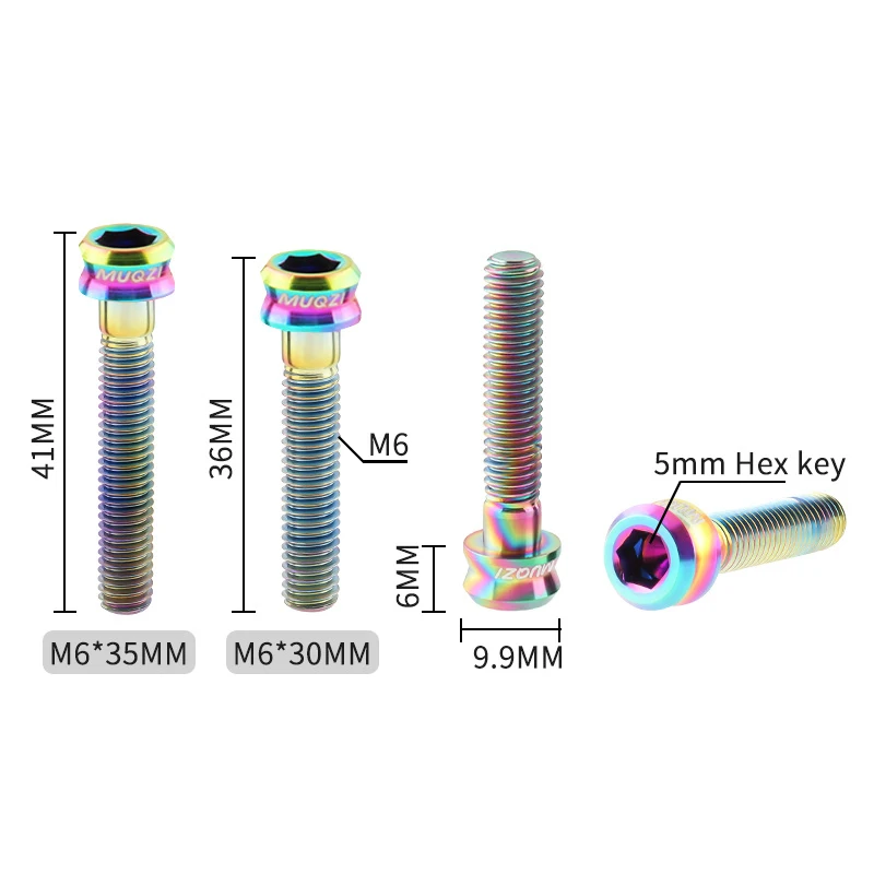 MUQZI バイク M6 チタン合金ステムトップキャップネジ M6x35mm M6x30mm