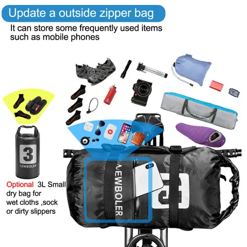 Imagen 2 del producto NEWBOLER-bolsa impermeable para bicicleta, bolsa para manillar de bicicleta, bolsa para ciclismo de tubo frontal, marco de bicicleta de montaña de 10/15L, maletero, accesorios para bicicleta de carretera