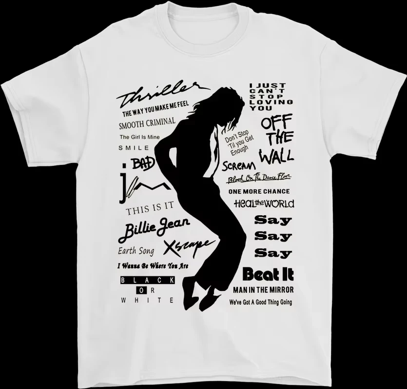 2026 New Black or White Michael Jackson MJ Men's T-Shirts Unisex O-Neck Cotton Short Sleeve Y2k Popular Fashion Tees Summer