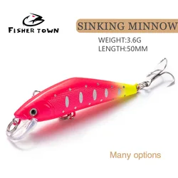 1pcs Mino Luya Bait Fishing Lures Wobblers Pesca 50mm 3.6g Stream Sinking Minnow Hard Bait Perch Pike Salmon Trout Bass