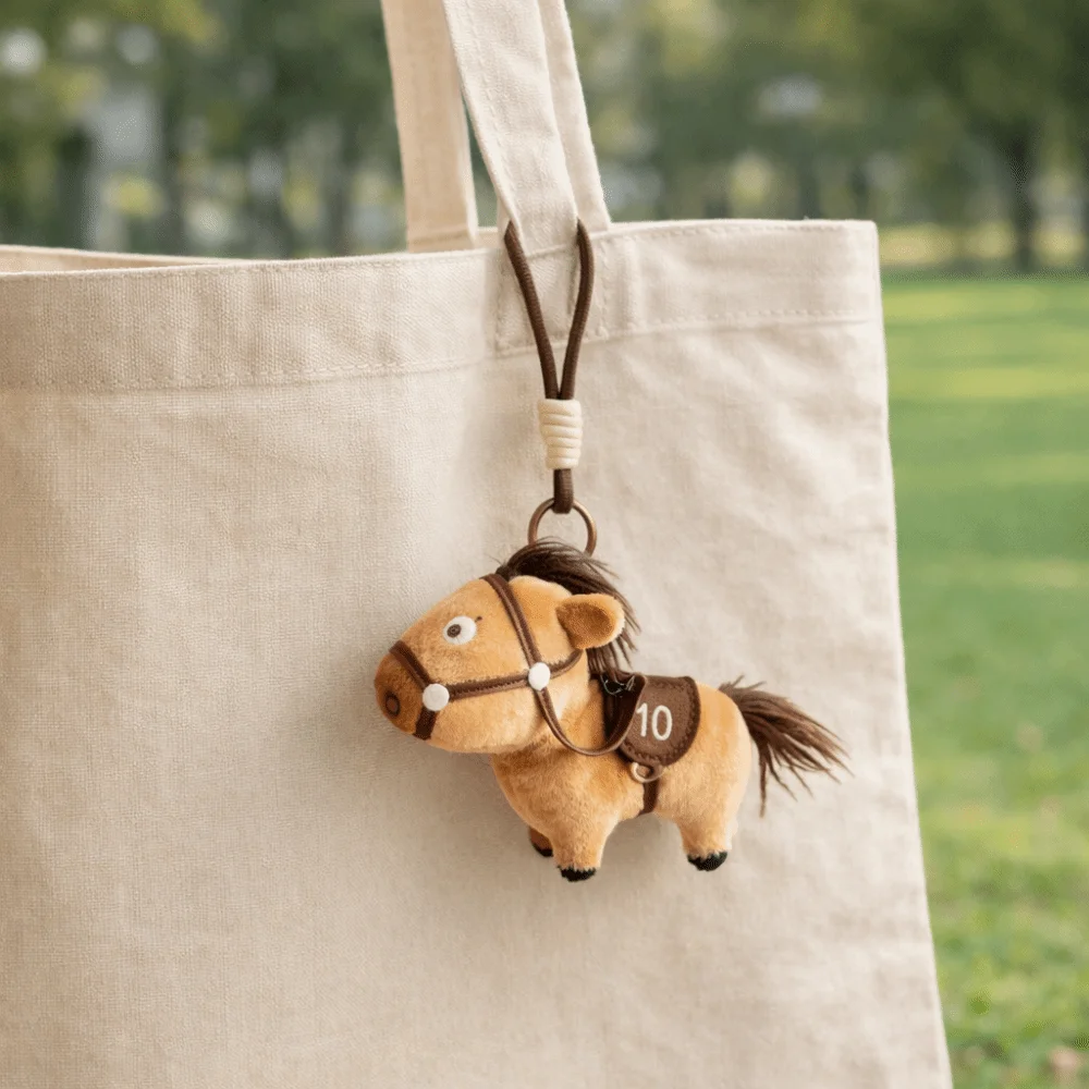 

Mascot Pony Bag Pendant Chinese Style Good Luck Horse Keychain 2026 Year of the Horse Fluffy Stuffed Animal Keyring