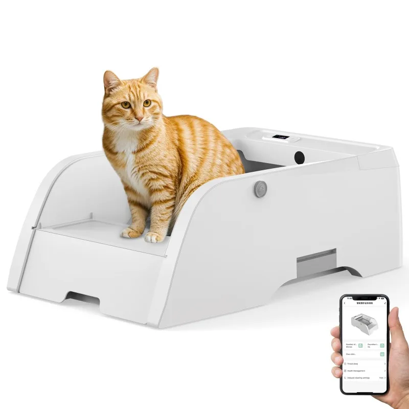 3.0 Automatic Cat Litter Box Self Cleaning,  Upgraded Automatic Cat Litter Box Self Cleaning That Can Use Clumping Cat Litter