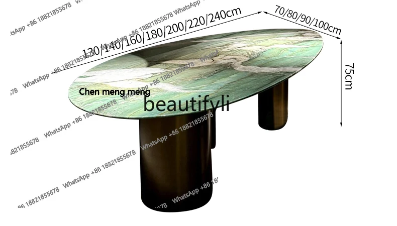Modern, luxury stone dining table, light luxury high-end design, large apartment, water drop-shaped marble dining table H H