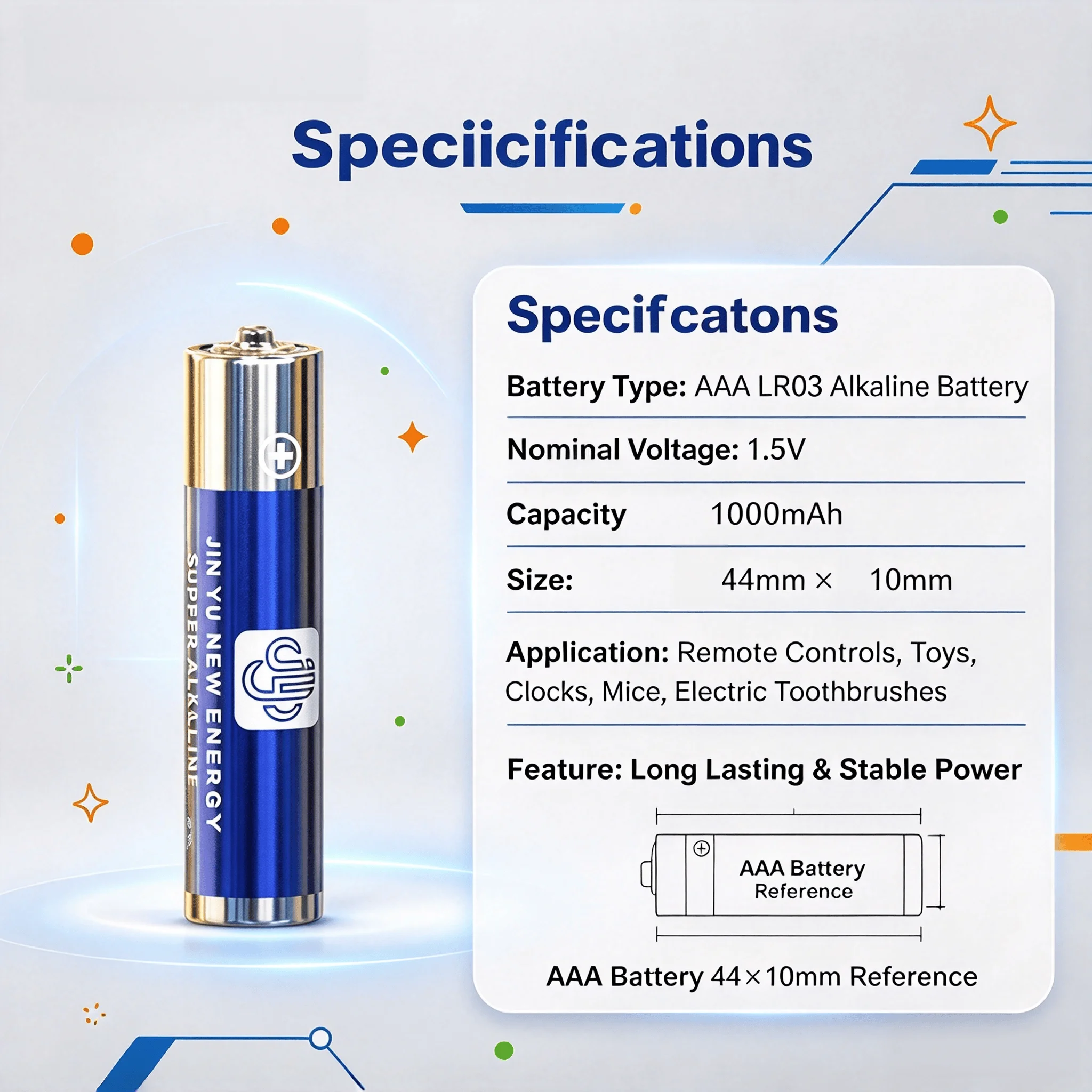 AAA LR03 Alkaline Battery 1.5V 1000mAh Disposable Dry Cell For Holiday LED String Light Camera Mouse Halloween Supply