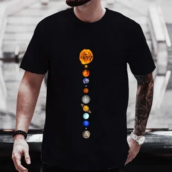 T Shirt Men Moon Planet Print Fashion Tee Shirt Casual Round Neck Short Sleeve Streetwear Male Street T-Shirt Vintage Tee Tops