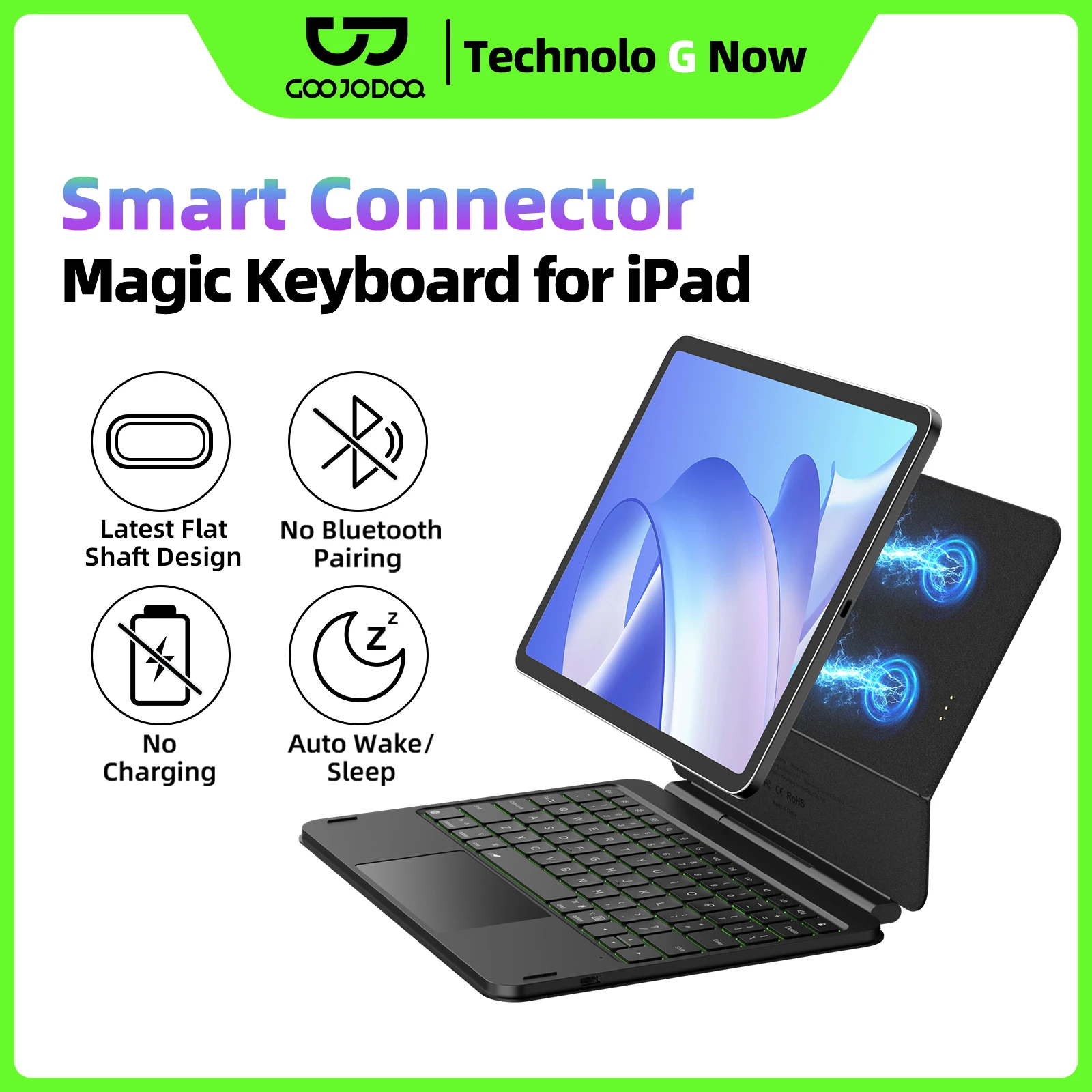 

Чехол для клавиатуры GOOJODOQ Smart Pogo Pin Magic для iPad Pro 11 Air 11 13 Air4/5/6, многосенсорная клавиатура с трекпадом и прямым подключением