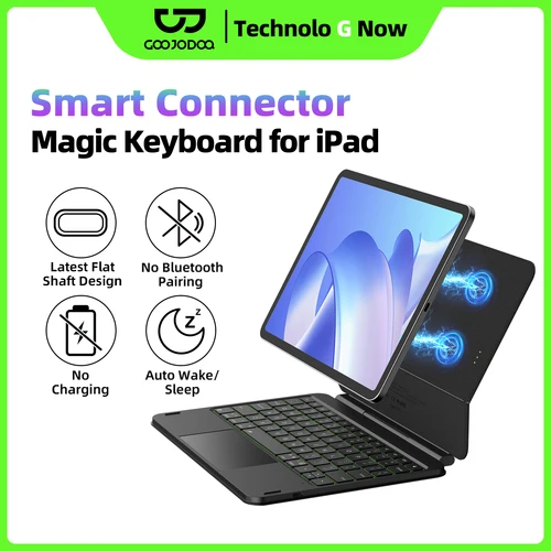 Imagen 1 del producto GOOJODOQ-funda con teclado mágico inteligente Pogo Pin para iPad Pro 11 Air 11 13 Air4/5/6, teclado Trackpad multitáctil con conexión directa