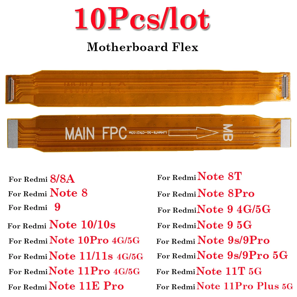 

Pop 10 шт./лот, гибкий кабель для основной материнской платы ЖК-дисплея, запасные части для Xiaomi Redmi 8 9 Note 8 8T 9 10 11 9s 10s 11s 11T Pro Plus 4