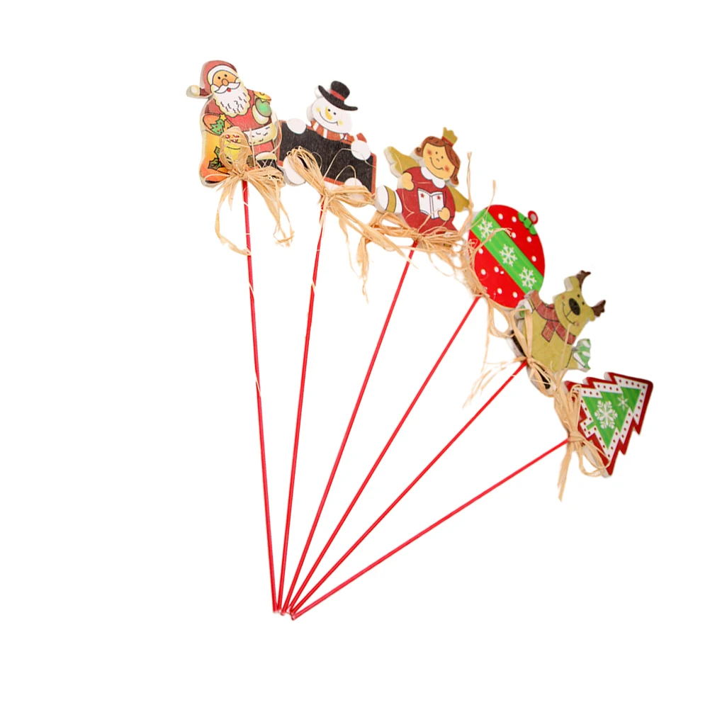 

6PCS Wooden Kids Christmas Sticks Toy Cute Design Toy Party Favor Children Gifts Holiday Decorations