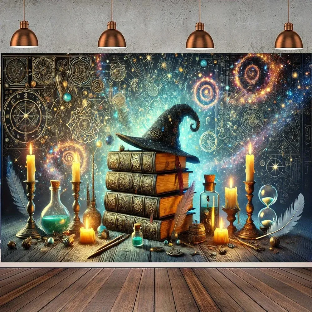 Magischer Waldbuch-Hintergrund, verträumter Märchen-Kerzenständer, Element, Fotografie-Hintergrund, Geburtstagsparty-Dekoration, Banner