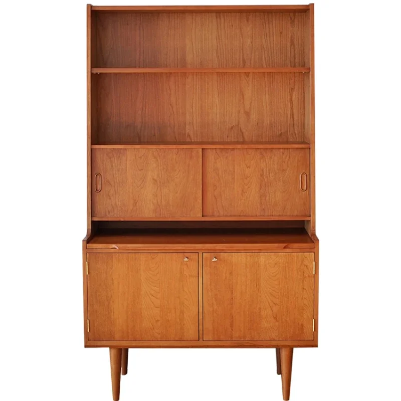 

Cherry wood high-side cabinet, locker, side cabinet, bookcase, pull-out desk