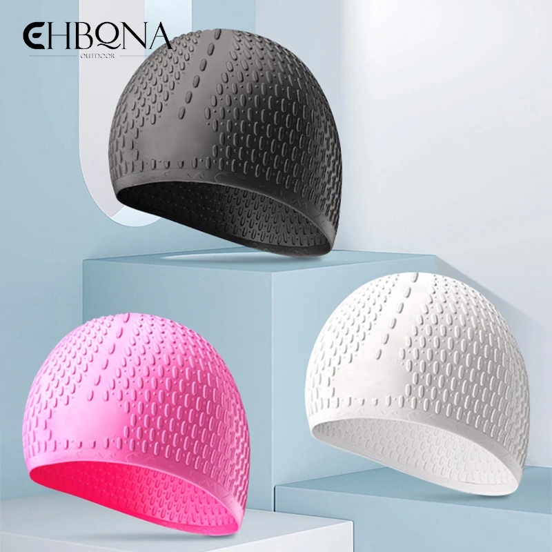 Silicone Water Drop Swimming Cap Adult Enlarged Bubble Swimming Cap Super Elastic Waterproof Ear Protection