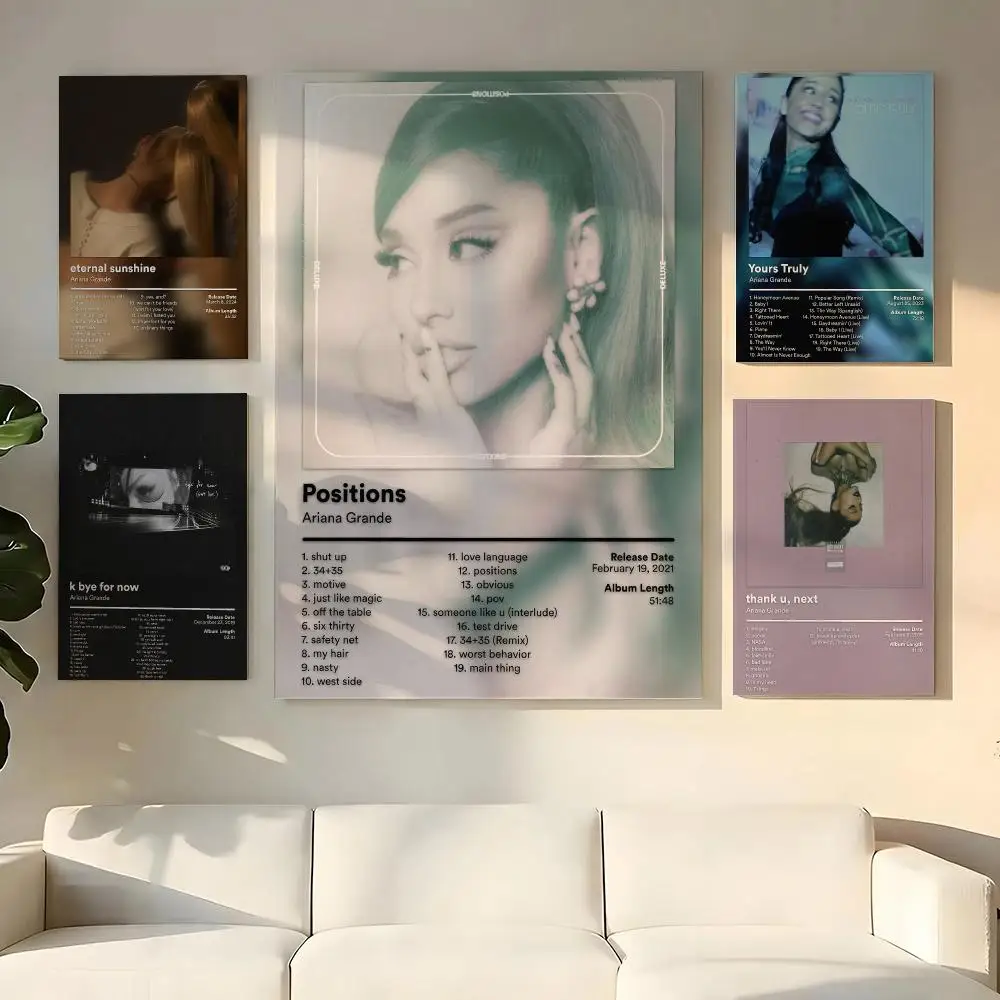 Singer A-Ariana Grande Album Cover Painting Calligraphy Wooden Framed Canvas Poster Wall Art HD Waterproof Print Home Decor
