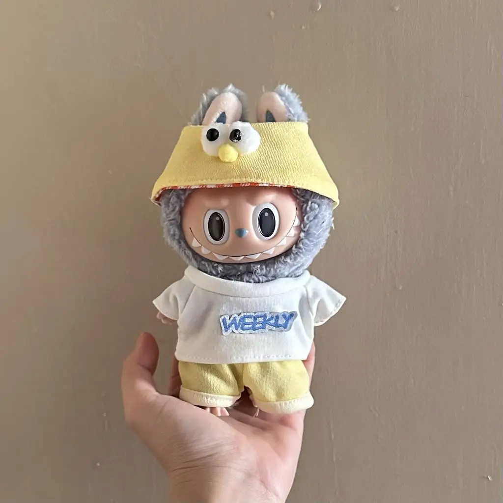 Mini Vêtements de Course en Peluche de 17cm, Accessoires pour Kpop Coréen, Exo Labubu Idol V1 V2, Ensemble T-shirt, Pantalon et Chapeau, Cadeau