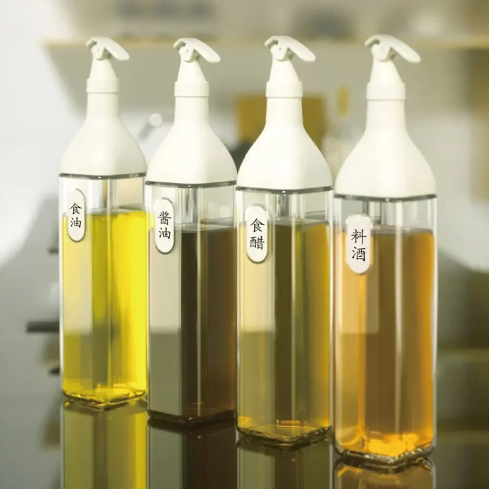 Botella de aceite de vidrio vertedor de vino, herramienta de cocina con etiqueta, botella de salsa de condimentos, dispensador de aceite a prueba de fugas de 500ML, licor de aceite de oliva, 1 Uds.