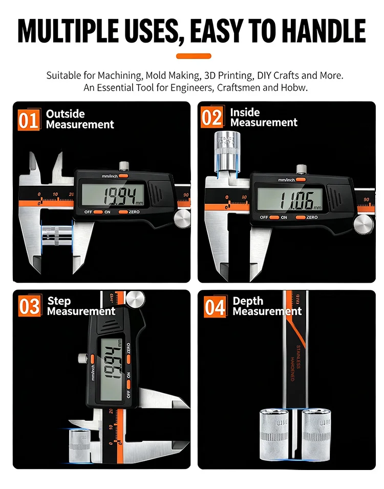 High Precision Digital Caliper 0-150mm Zinc Alloy Rangefinder Caliper for Measuring Inner And Outer Diameters