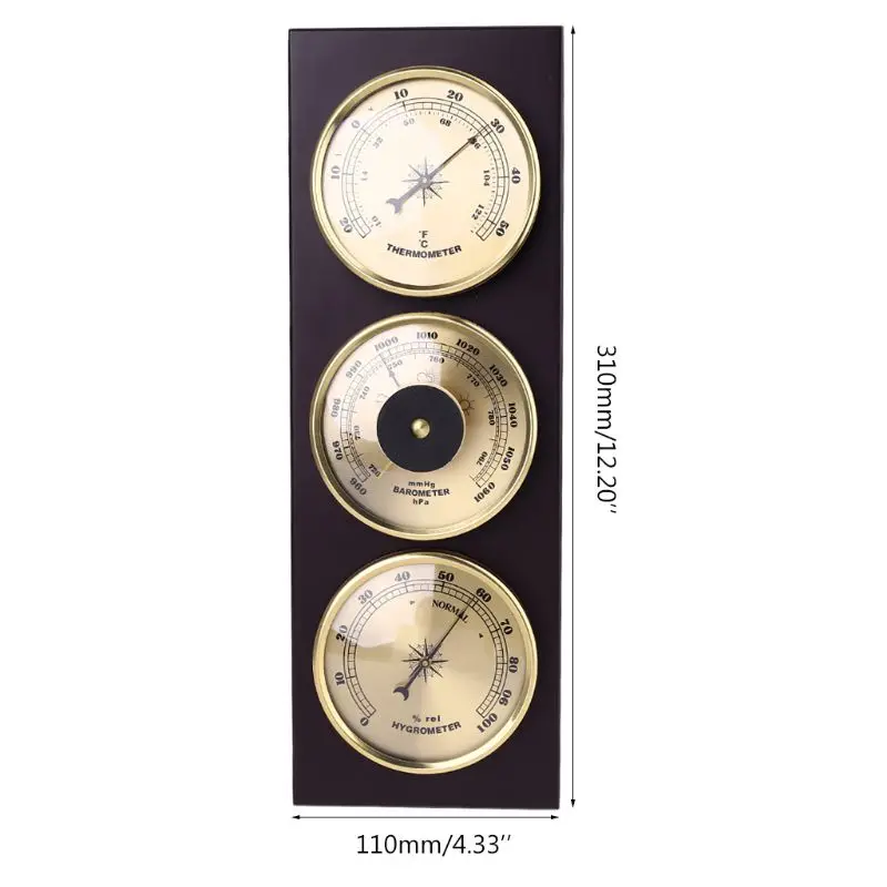 Wall Mounted Barometer,3Pcs/Set Thermometer Barometer Hygrometer Weather Station with Wooden Frame Base Ornaments Drop Shipping